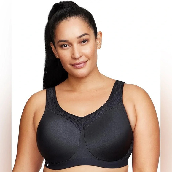 Glamorise Women's Plus Size Hi-Impact black  Sports Bra underwire 44H - Picture 3 of 13